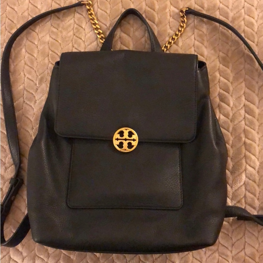 Black leather Tory Burch backpack